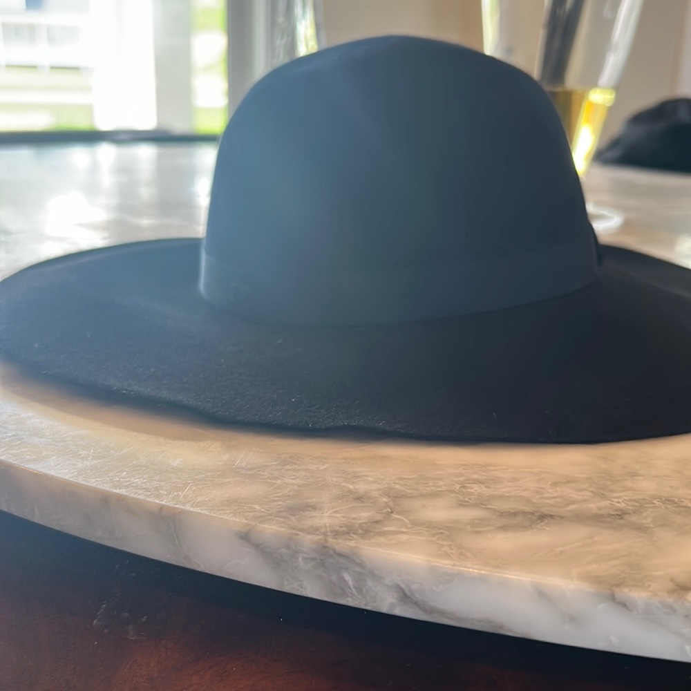 Chanel wide brimmed felt hat, navy blue and black